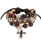 Factory Price Retro Handmade Leather Mens Bracelets thumbnail-3