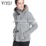 Latest Designs Man Fleece Lined Wool Top Cable Knit Cardigan Sweater With Hooded thumbnail-4