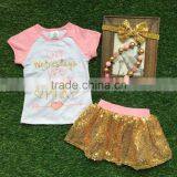 New Girls Spring Design Short Sleeves Outfits Girls Boutique Clothing With Skirts Girls Summer Sets With Accessoreis thumbnail-2