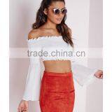 2015 New Style Long Sleeve Crop Top Wholsale off Shoulder Top thumbnail-4