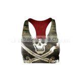 Pirate Skull Flag Yoga Fitness Push Up Bra With Red Inner Made With High Quality Supplex thumbnail-1