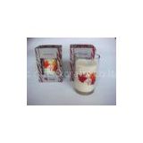 Glass Lavender Votive Candle Holders Empty Candle Jars With Tree Printing