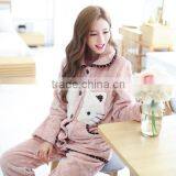 Top Quality Cartoon Pattern Print Fleece Women Pajamas Wholesale thumbnail-1
