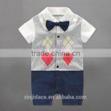 2017 Baby Boys Gentleman Vest Tie Rompers Climbing Clothes Jumpsuit Kids Modelling Infant Short Sleeve Climb Clothes thumbnail-4