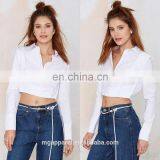 Latest Lady Blouse & Top Long Sleeve Cotton Fabric Women Blouse Top thumbnail-1