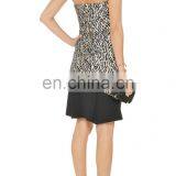 Fashion Lace Dress Designs Black Hot Sexy Photos Mini Dress Crepe Paneled Lace Dress thumbnail-4