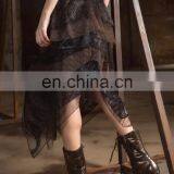 Steampunk Laces and Mesh Asymmetrical Cut Long Skirt thumbnail-6