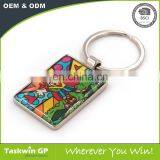Factory Supply CMYK Printed With Epoxy Metal Keychain