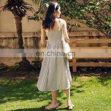 TWOTWINSTYLE Dresses Women Lace Up Bowknot Square Collar Sling Sleeveless High Waist Midi Drawstring thumbnail-4