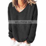 Autumn/winter Womenswear Arctic Velvet Ultra-thin V Neck Long Sleeve Loose T-shirt Hoodie thumbnail-4