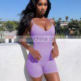 2020 New Arrivals Women Sexy Sling Jumpsuit Ladies Fashion Bodycon Solid Color Playsuit Women Sportswear Jumpsuit thumbnail-5