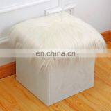 Reatai Hot Sale White Faux Fur Leather Foldable Storage Box Plush Ottoman for Sitting and Storage thumbnail-3