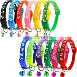 Wholesale Classic Custom Print Paw Adjustable Nylon Dog Collar With Bell thumbnail-1