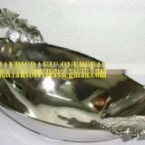 Oval Aluminium Salad Server Bowl With Leaf Pattern Handle 36x20x10