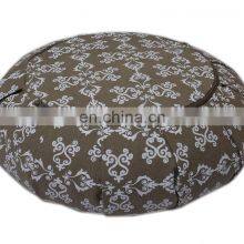 Zafu Meditation Cushion Full Printed Pleated Cotton Canvas Fabric Buckwheat Hull Filled Buy at Low Price