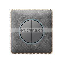 Type 86 UK/EU Standard Wall Switch Gold/Gray Push Button Light Switch OEM Customized 3 Gang 1/2 Way Leather Pattern Switch