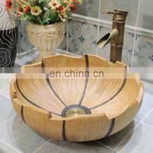 Special Handmade Home Decoration Able Top Corner Bathroom Ceramic Art Basin,sink