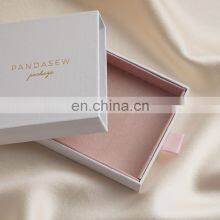 PandaSew Custom Logo Luxury Paperboard With Pink Microfiber Inside Gift Packaging Jewelry Box thumbnail-1