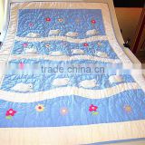 cotton baby bedding set applique embroidery hand quilted cot crib quilt with sham