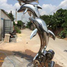Customized Outdoor Square Large Sculpture, Stainless Steel Handicraft, Metal Dolphin Sculpture thumbnail-2