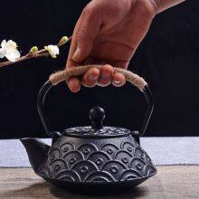 Chinese Classic Japanese Water Brewing Tea Pot Home Health Black 800ml Fish Scale Cast Iron Teapot With Filter thumbnail-4