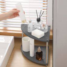 Custom OEM ODM 2-Tier Fan-Shape Bathroom Corner Diatomite Absorbent Stone Drying Rack thumbnail-2