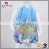 Japanese and Korae butterfly blue neck silk chiffon shawls scarf