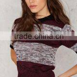 2016 Spring New Collection Stripes Bodycon Half Sleeve Custom Sweater For Women&Girls thumbnail-3