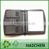 Black Leather Zippered 3 Ring Binder / Folder / Portfolio thumbnail-1