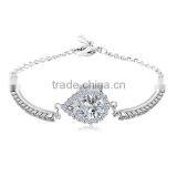 18K Rose Gold and White Gold Plated Jewelry Women Chain and Micro AAA Cubic Zircon Pave 2 Carat Pear Cut CZ Bracelet thumbnail-1