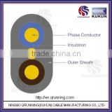 Solid Copper Conductor PVC Insulation PVC Sheath Twin Core With Earth Flat Cable