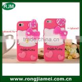 Lovely 3d hello kitty hot pink silicone mobile phone accessories for iphone4/4s