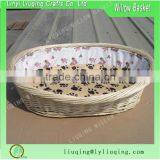 Factory wholesale durable wicker pet basket willow basket for dogs comfortable pet bed