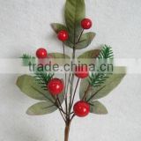 high quality newest special artificial holly leaves and foam red berry pick 10" branches pick for chrismas home decoration pick