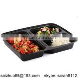 3-compartments Plastic Reusable Food Storage Container With Clear Lid Microwave &dishwasher Safe Bento Box