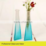 hot selling glass vase with blue and white frosted