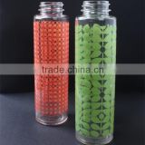 china promotional high quality beautiful pattern cheap glass liquor bottle