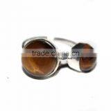 Tiger Eye Round Shape 925 Sterling Silver Ring thumbnail-1