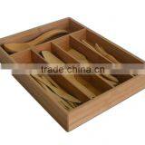 DT021/5-Slot Bamboo Drawer Organizer Tray: Holds Silverware, Flatware, Utensils, Cutlery, Accessories or Gadgets. Stylish Divide thumbnail-3