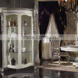 Rome Style Corner Vitrine Two Doors Display Cabinet, Fine Carved Corbel Decorated Dining Room Wine Display Cabinet thumbnail-1