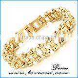 Unisex Stainless Steel Gold Biker Motorcycle Chain Link Bracelet thumbnail-4