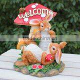 Resin Garden Welcome Rabbit Bunny Statue thumbnail-3