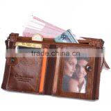 Manufacture Custom Logo Leather Brown Men Formal Wallet and Coin Pocket thumbnail-5