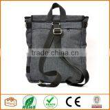 Unisex Messenger Bag and Backpack. Wool-Polyester Mix With Green Details and Lining. Multiple Pockets thumbnail-3