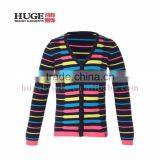 Multicoloured Kintted Style Striped Knitting Girls Sweaters thumbnail-1