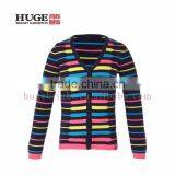 Multicoloured Kintted Style Striped Knitting Girls Sweaters