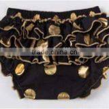 Chinese Product and Low Price Wholesale Gold Polka Dot Ruffle Baby Bloomer for 6months to 4years Baby Kids thumbnail-3
