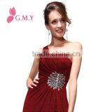 Split Rhinestones One Shoulder Long Prom Gown Sexy Arab Design Mermaid Evening Cocktail Dresse thumbnail-4