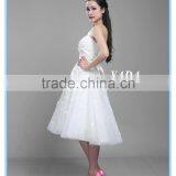 Pretty Off Shoulder Tulle Handmade Appliques Knee Length Wedding Dress thumbnail-4