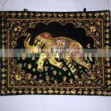 Antique Elephant Design Wall Hanging Tapestry, Patchwork Embroidered Wall Hanging thumbnail-1